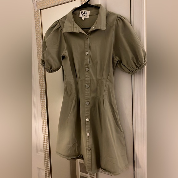 Hello Molly| Day Date Mini Dress Sage - Picture 3 of 7